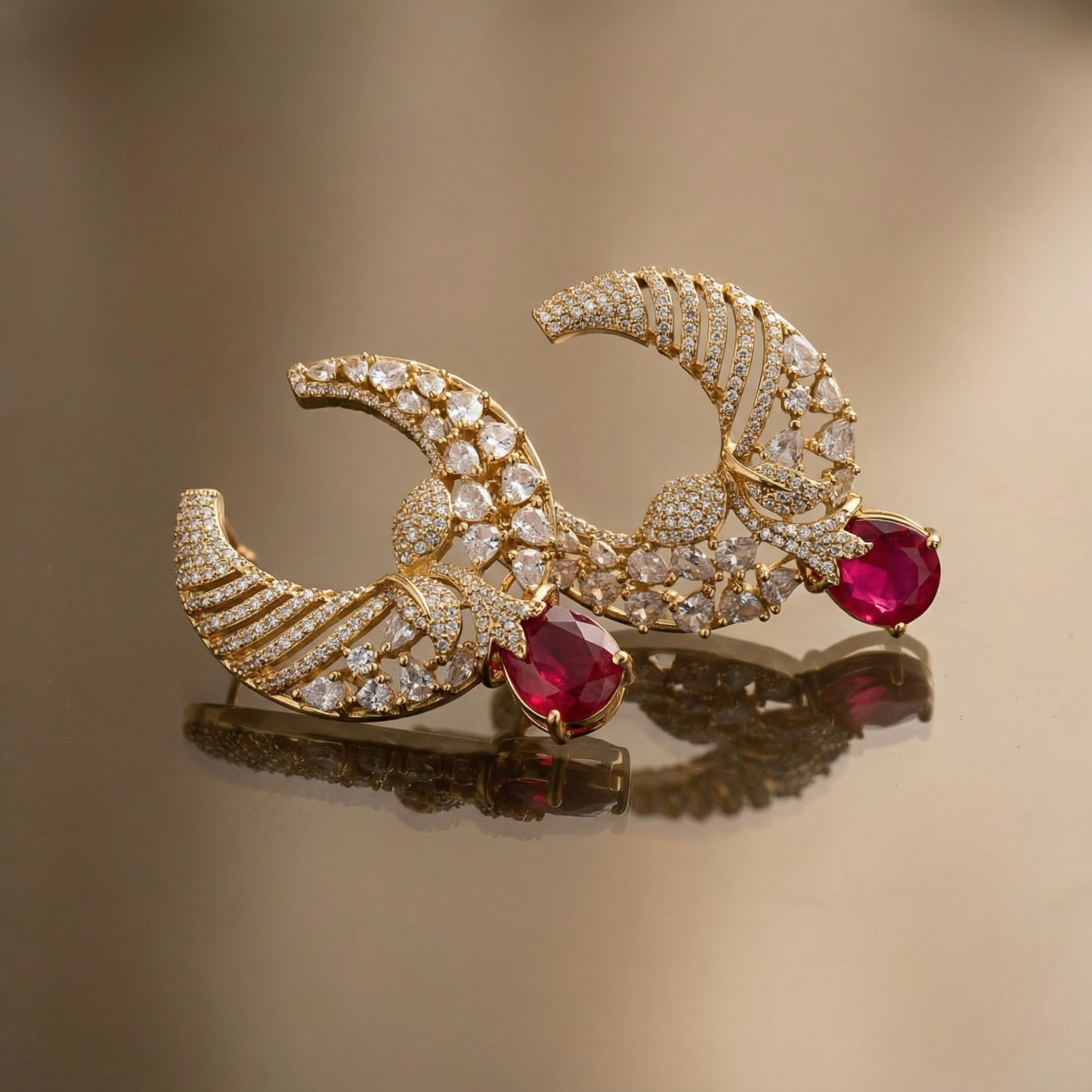 Aira Crescent Stud Earrings