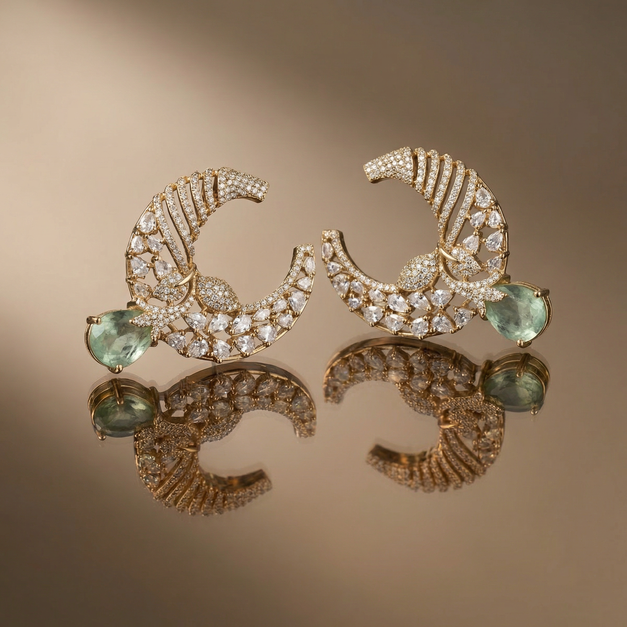 Aira Crescent Stud Earrings