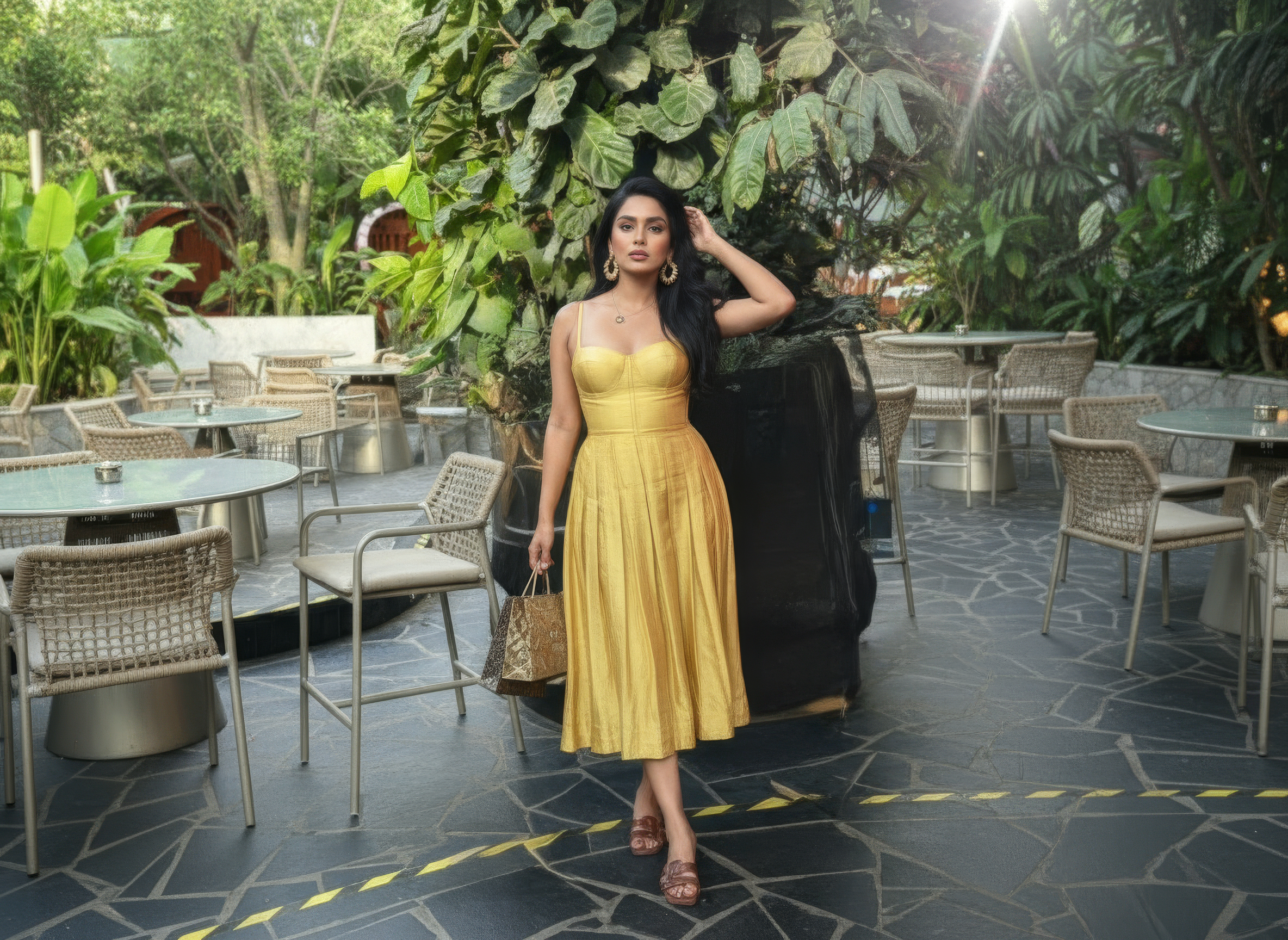 Yellow Corset Midi Dress