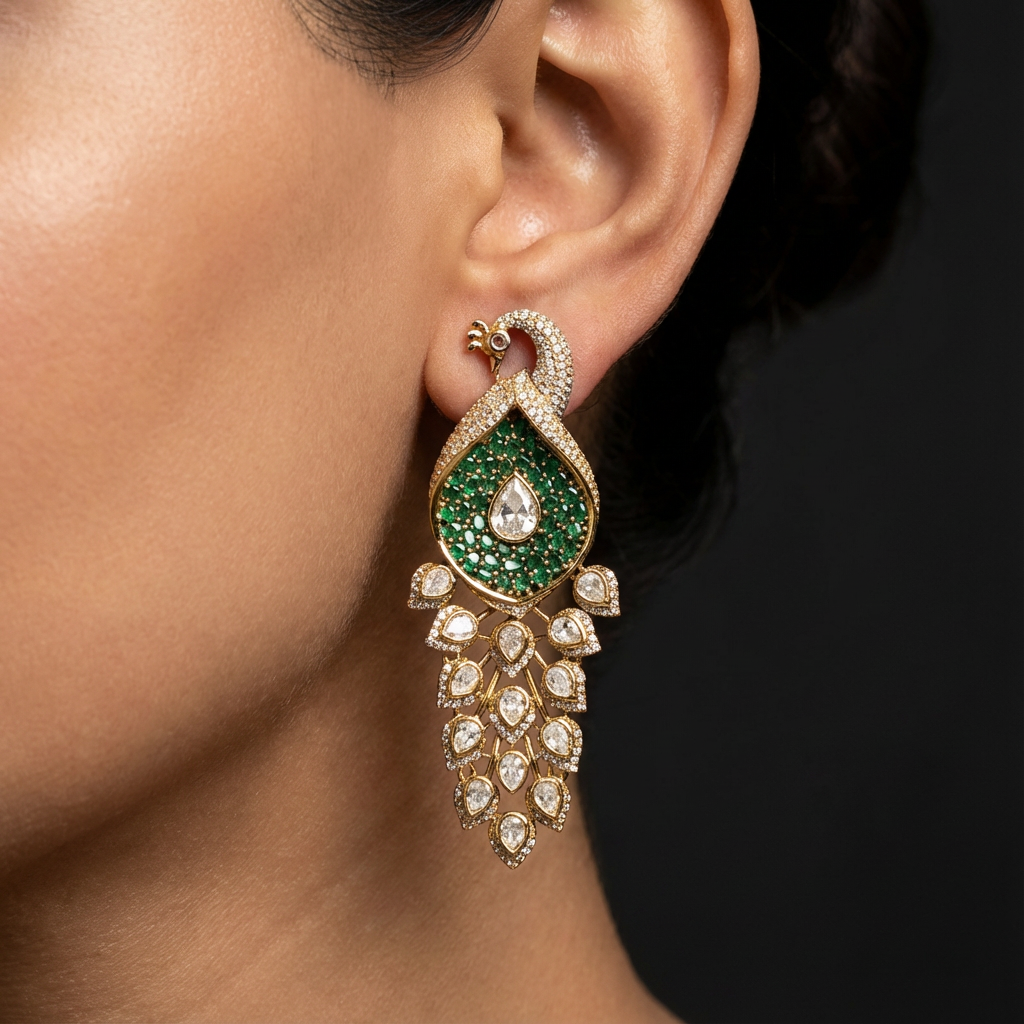 Peacock Cascade Drop Earrings
