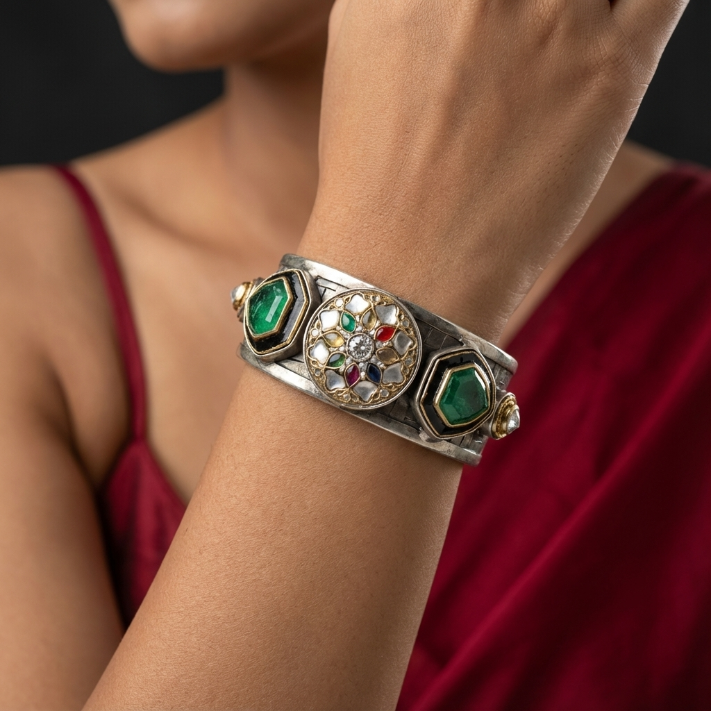 Navratna Cuff Bracelet