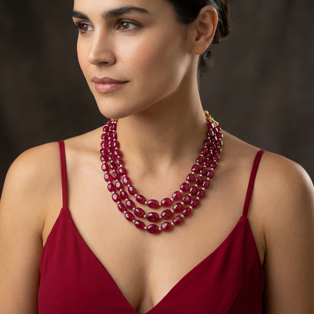 Nayanika Red Stone Necklace