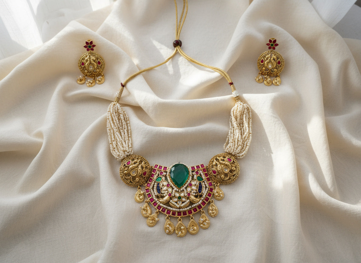 Heritage Temple Necklace with Earrings