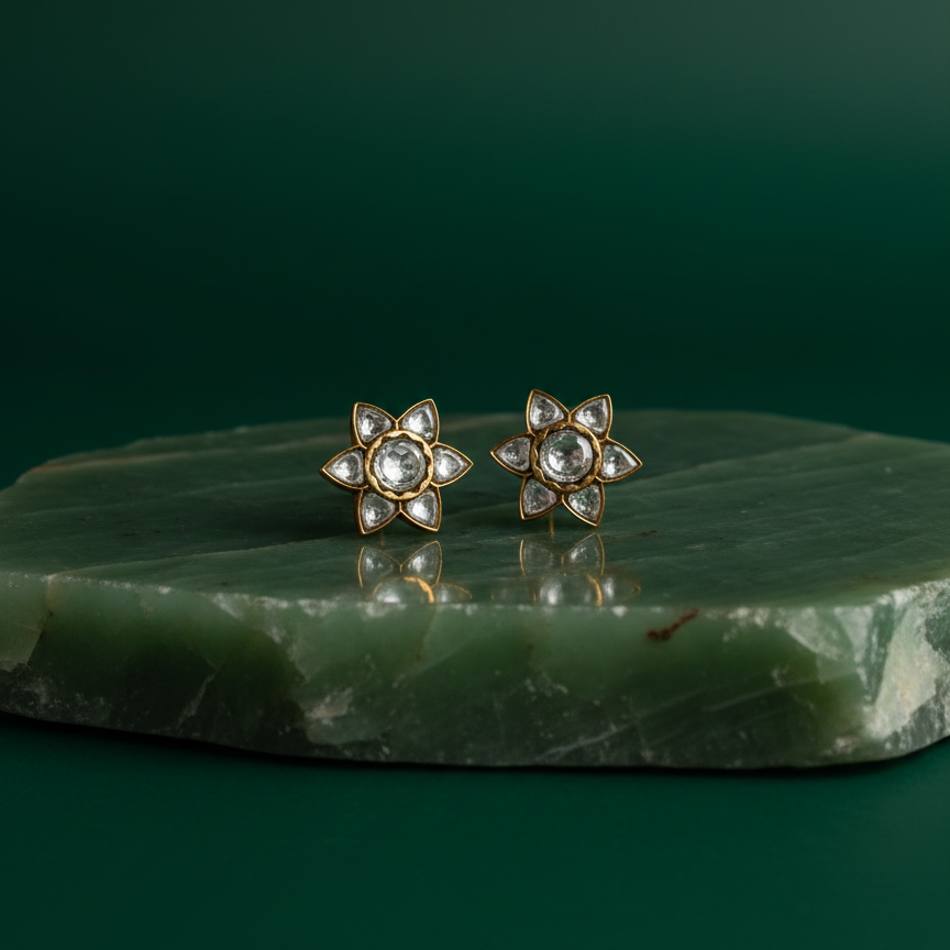 Mini floral kundan studs