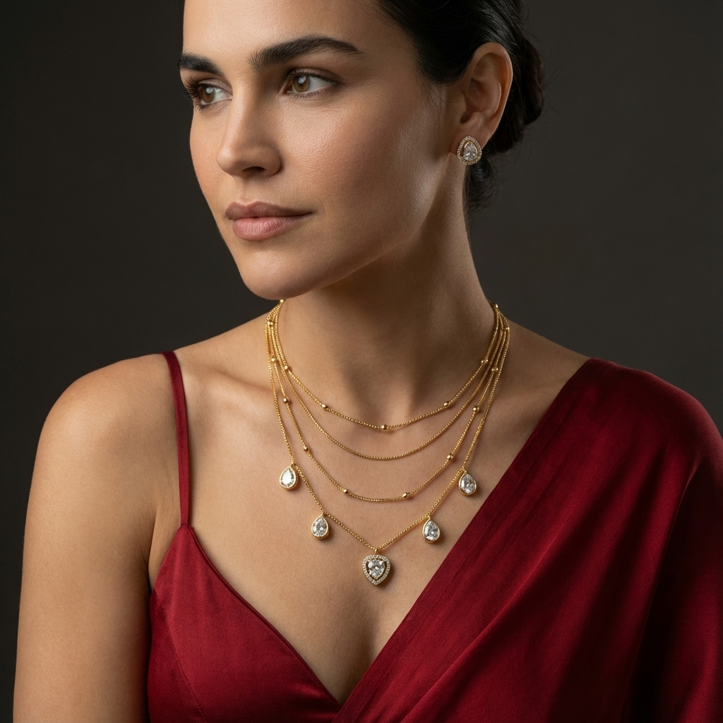 Polki Teardrop Necklace Set