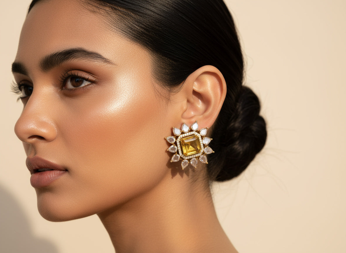 Crystal Stud Flower Earrings