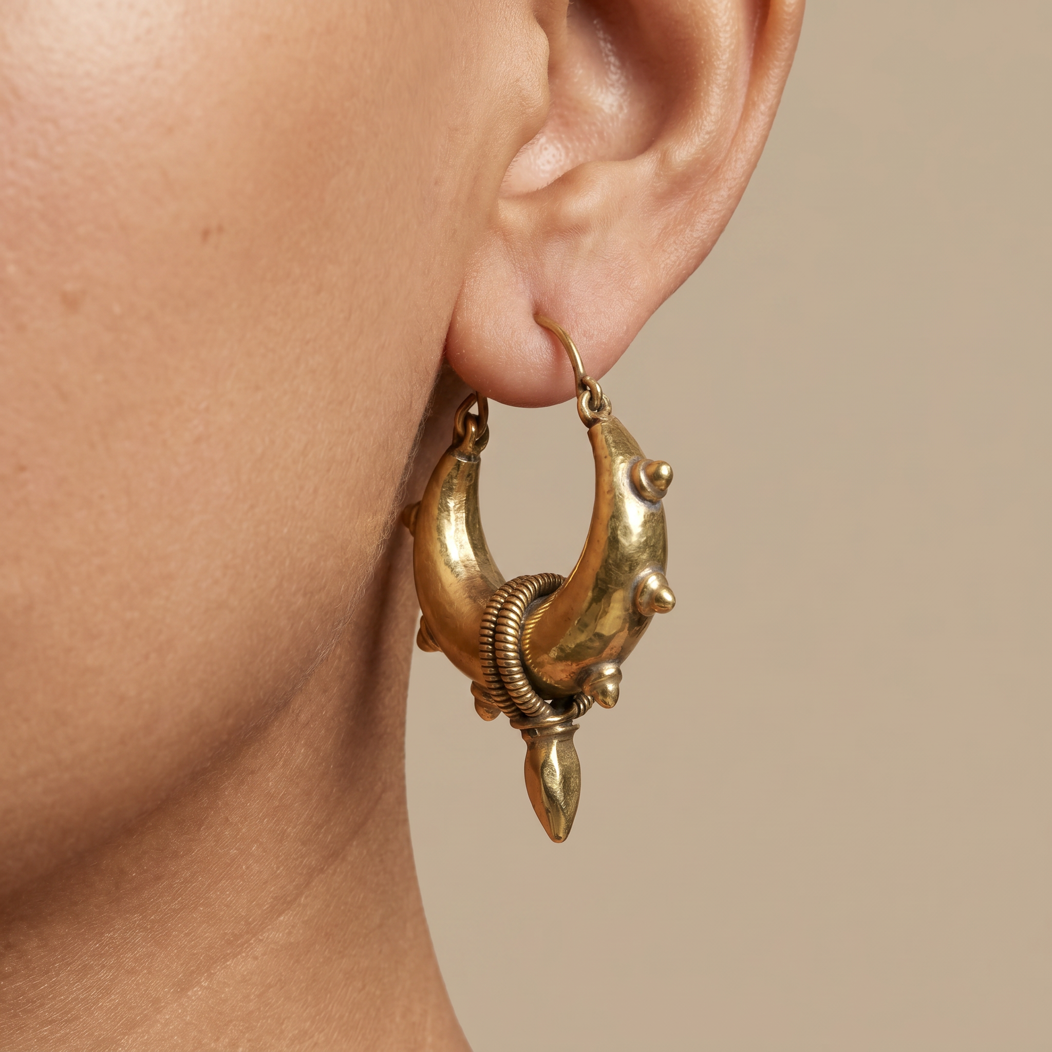 Crescent Spike Hoop Earrings
