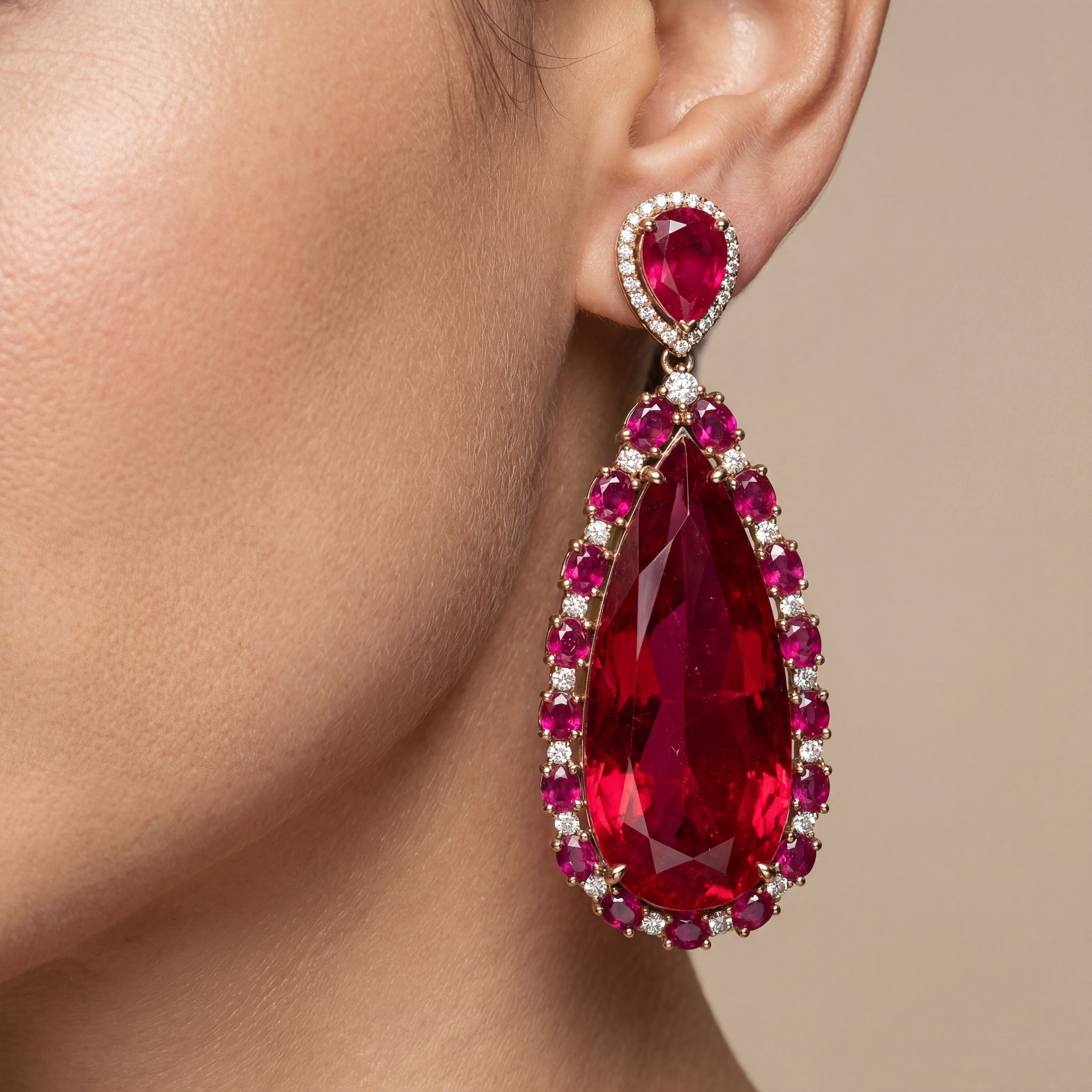 Crimson Éclat Doublet Drop Earrings