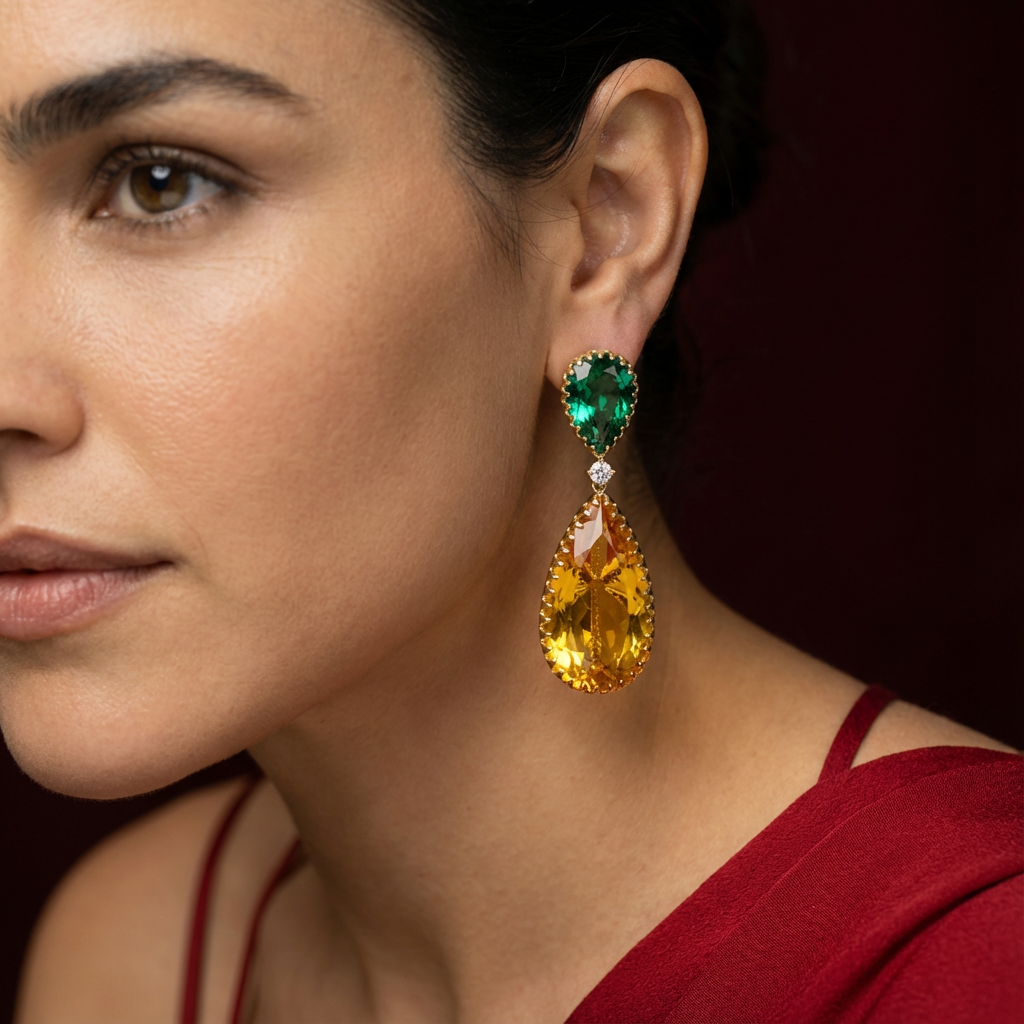 Verdant Amber Aura Drop Earrings