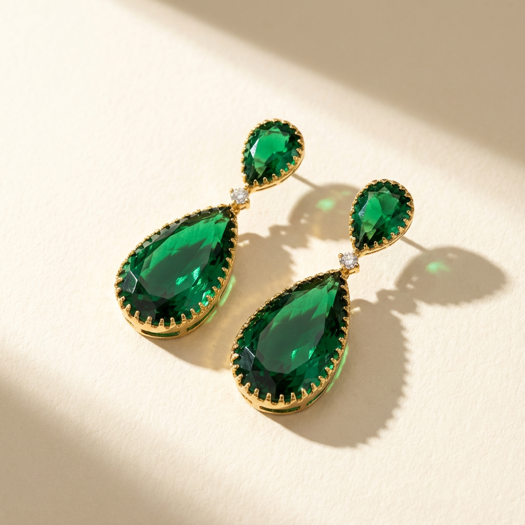 Emerald Aura Drop Earrings
