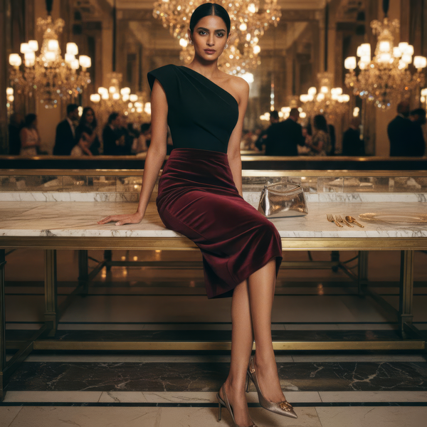 Velvet pencil skirt dress