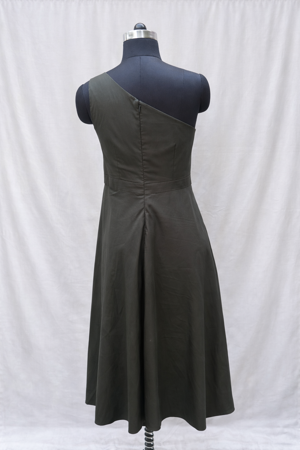 Origami Midi Dress in Dark Green