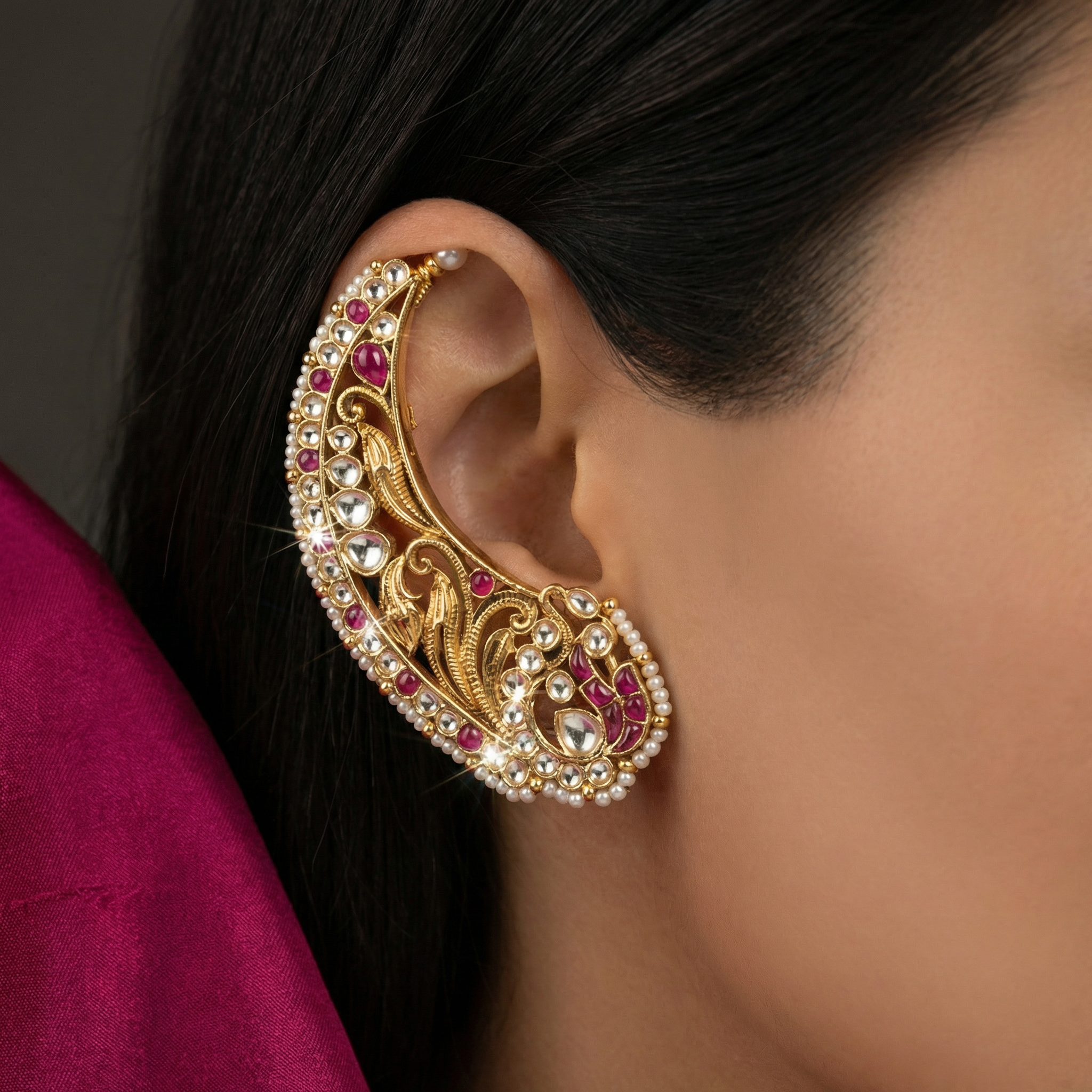 Diya Kundan Ear Cuff