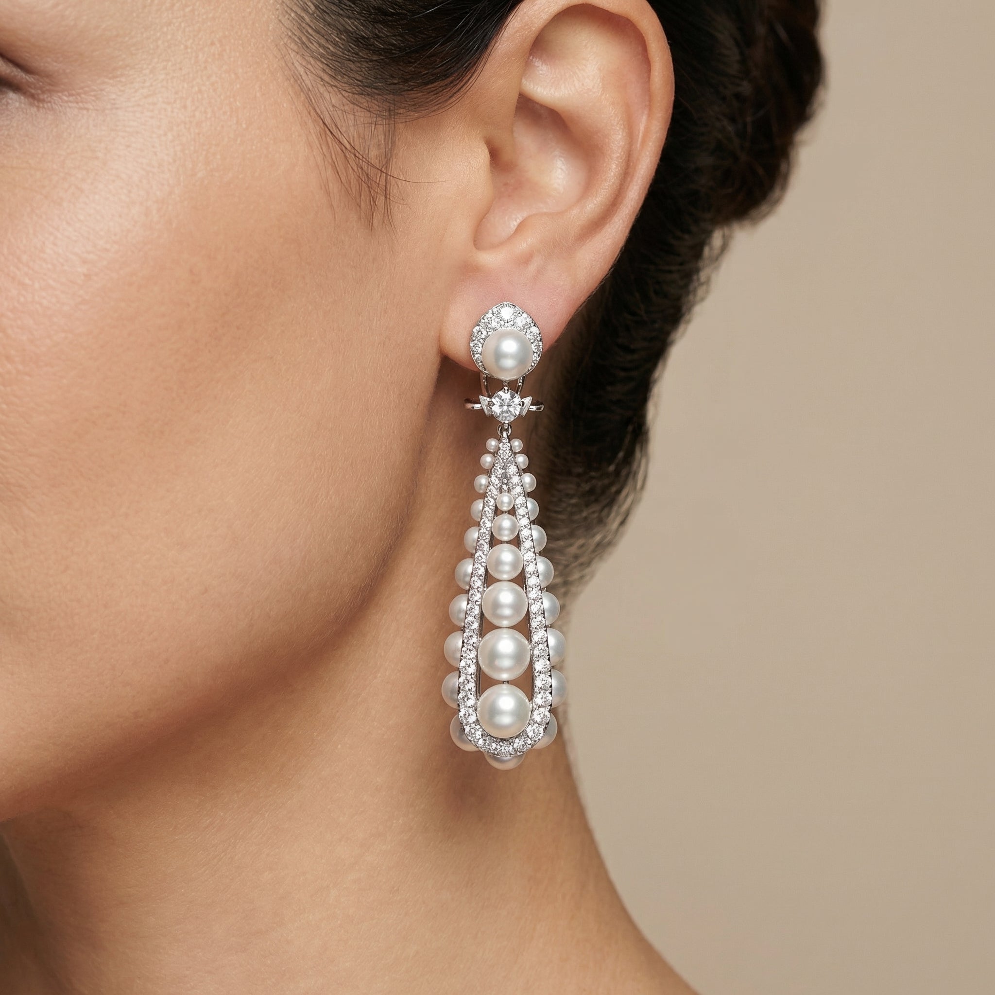 Elaris pearl radiance drop earrings with crystal accents