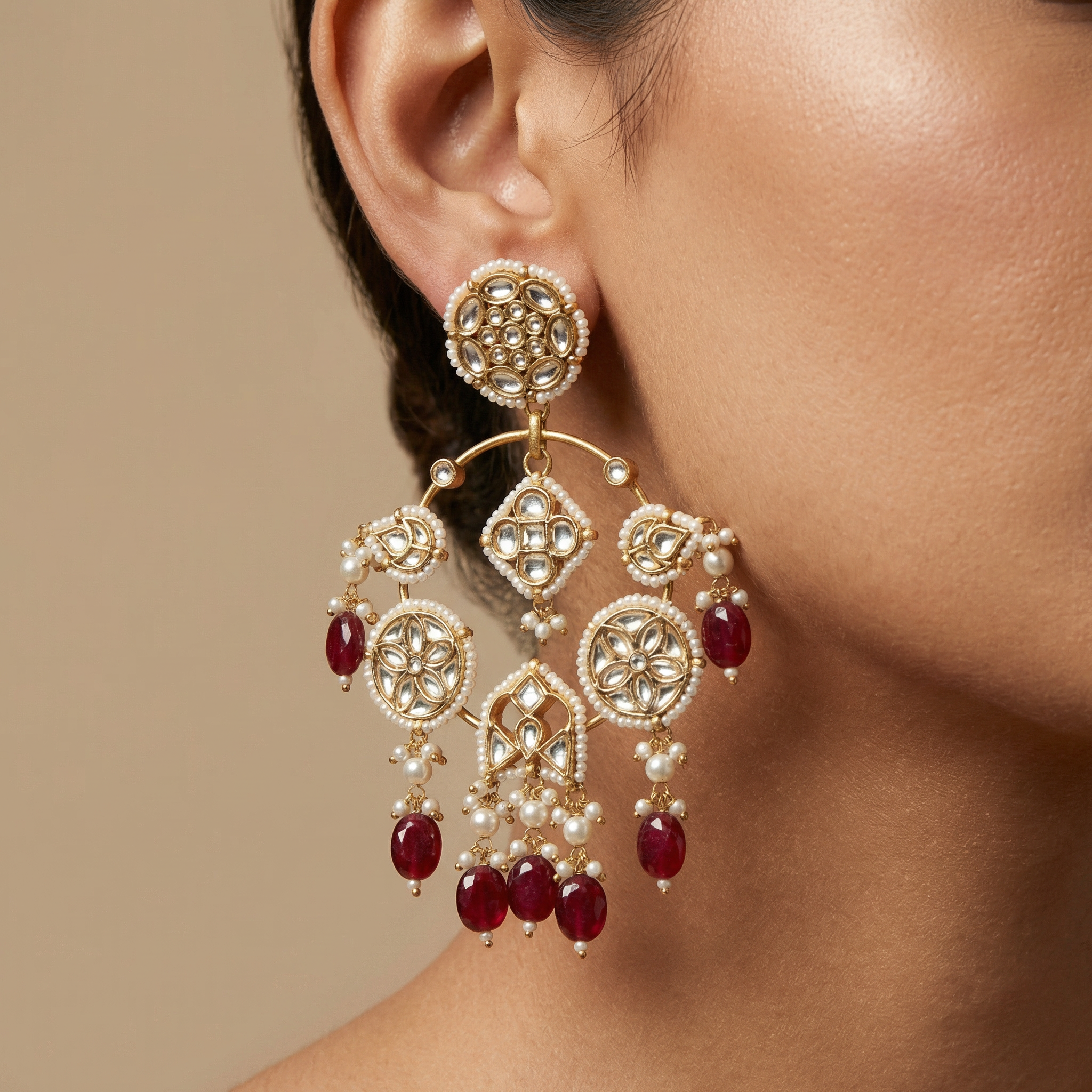 Royal Amara Kundan Chandbali Earrings