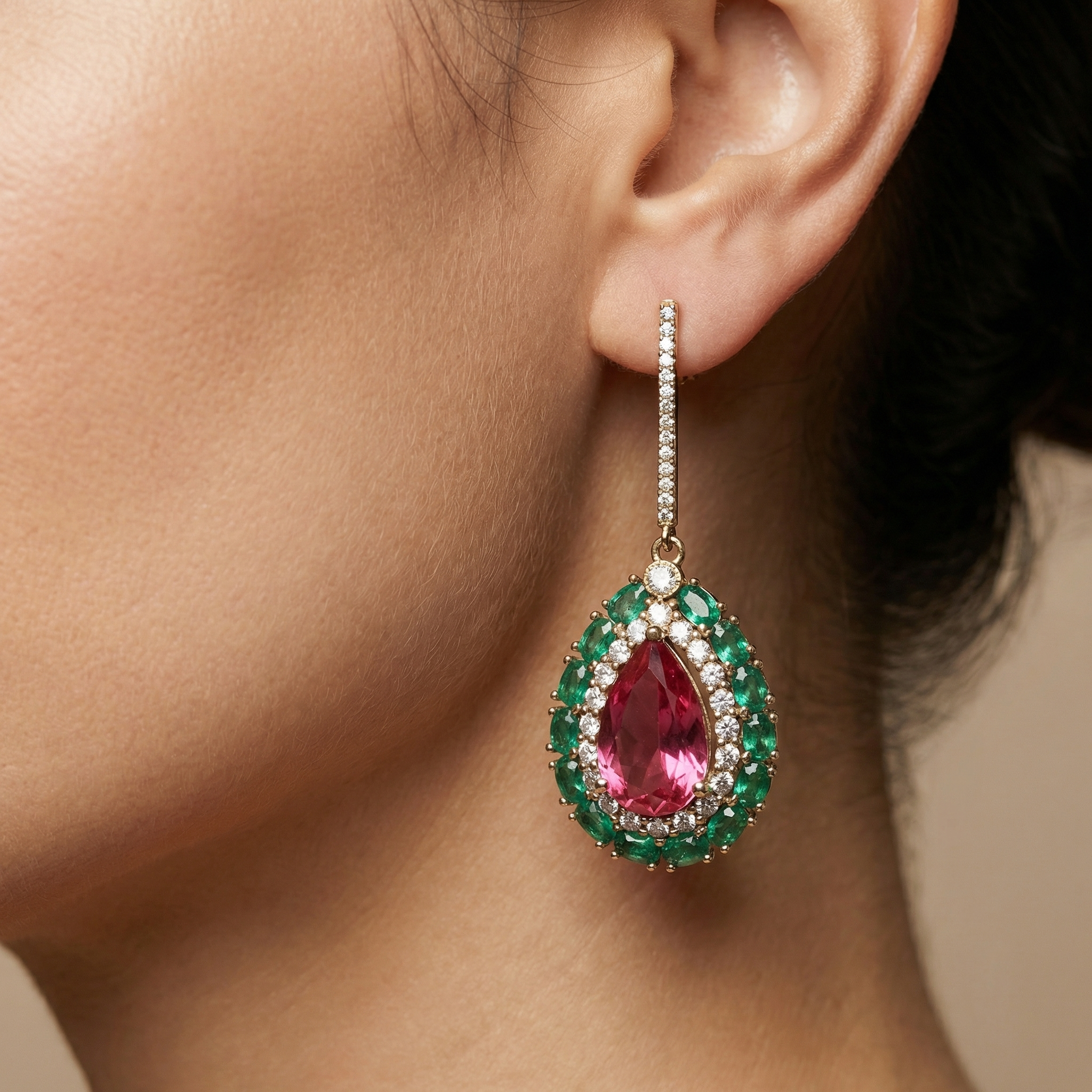 Ruhvera Crimson Teardrop Danglers