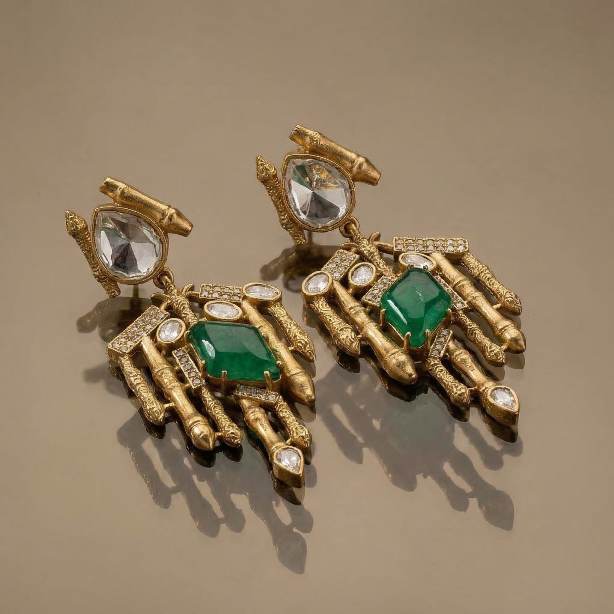 Zarqash Emerald Relic Drop Earrings