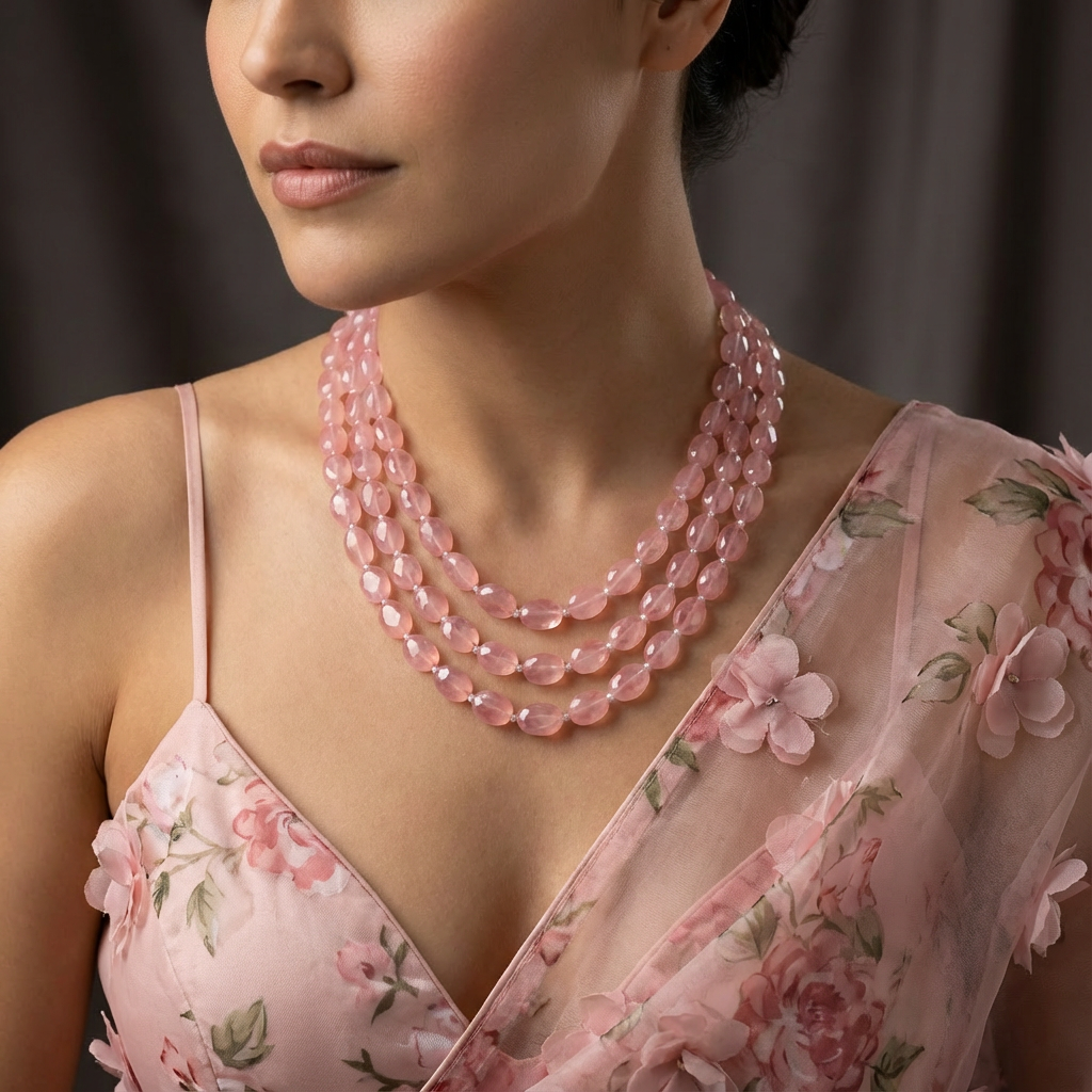 Nayanika Pastel Pink Stone Necklace