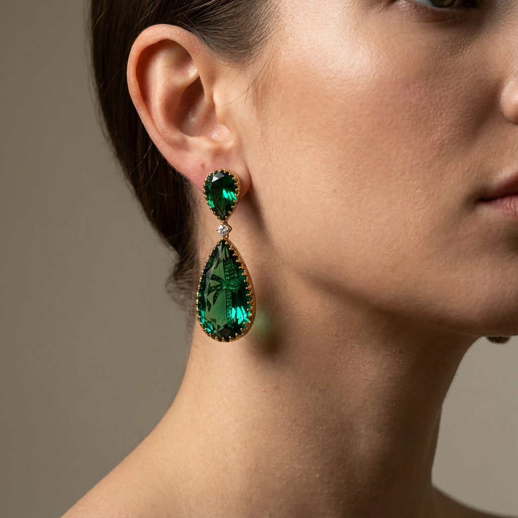 Emerald Aura Drop Earrings
