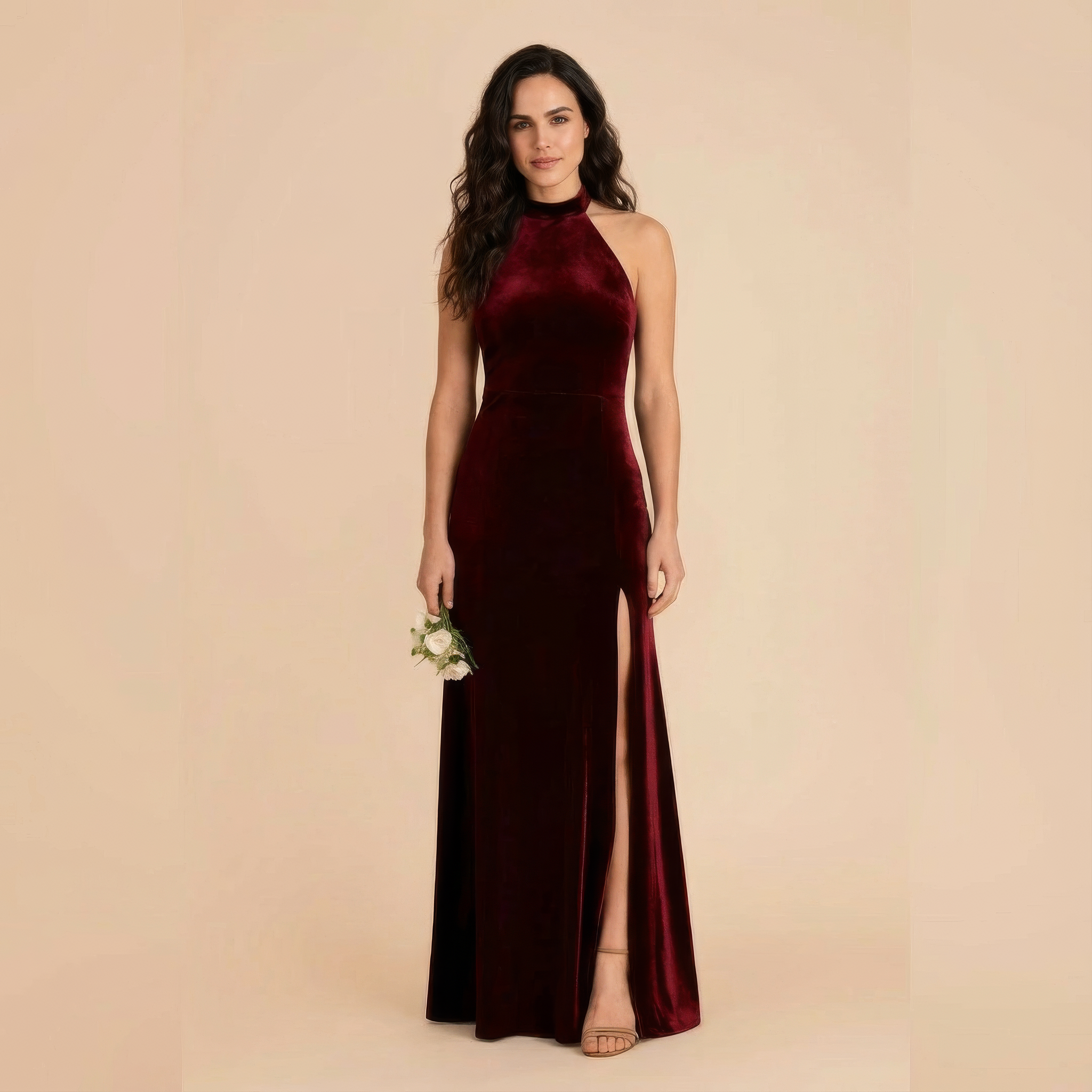 Halter Velvet Gown Dress