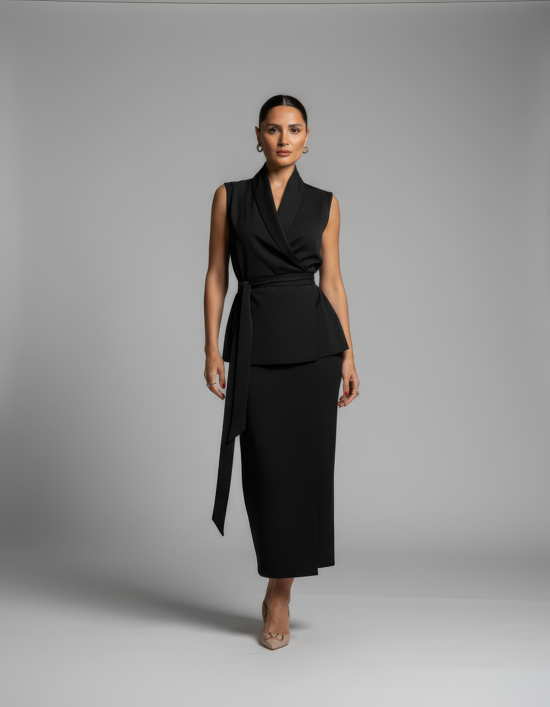 Alicia Sleeveless Wrap Midi Dress