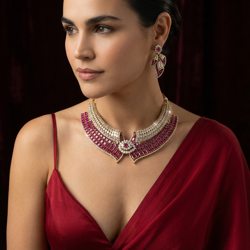 Rubelle crest set – worn on neck by Ozel