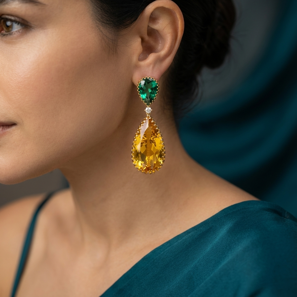 Verdant Amber Aura Drop Earrings