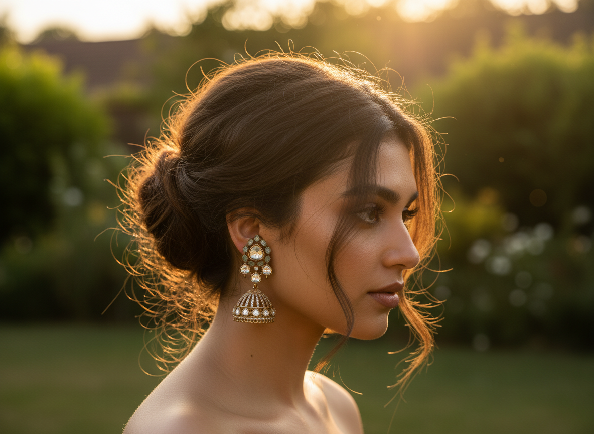 Dome Jhumka Earrings Mint Green