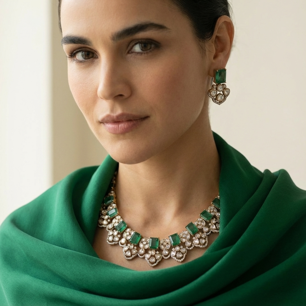 Garden of Emeralds Polki Set