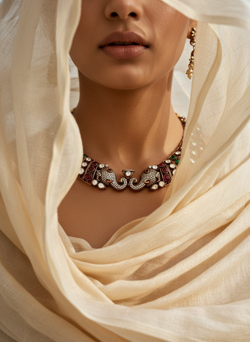 Ekdant Kundan Hasli Necklace with Earrings