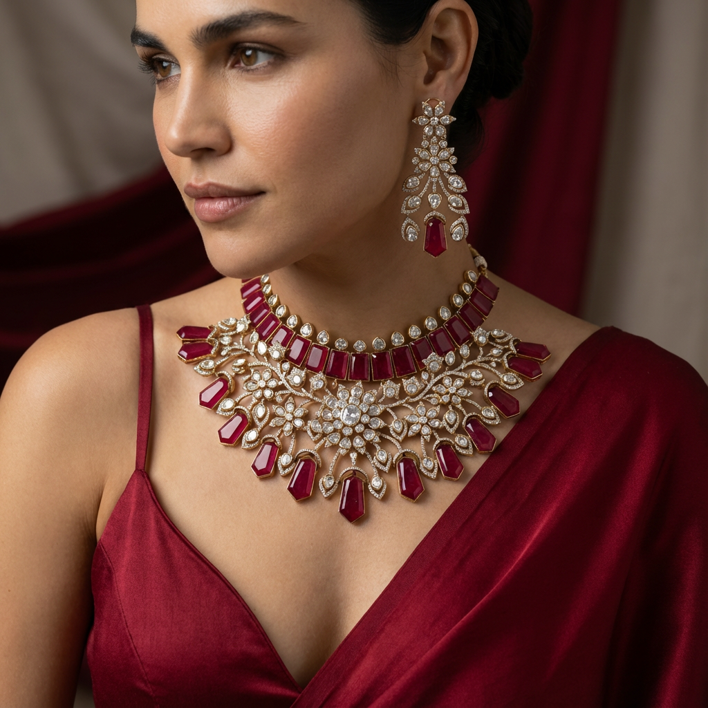 Crimson Bloom Necklace Set