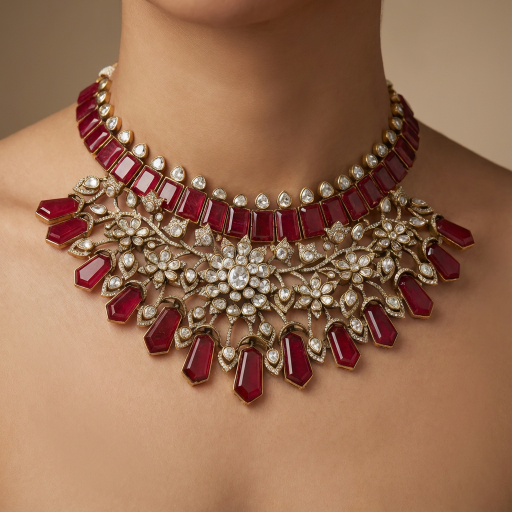 Crimson Bloom Necklace Set