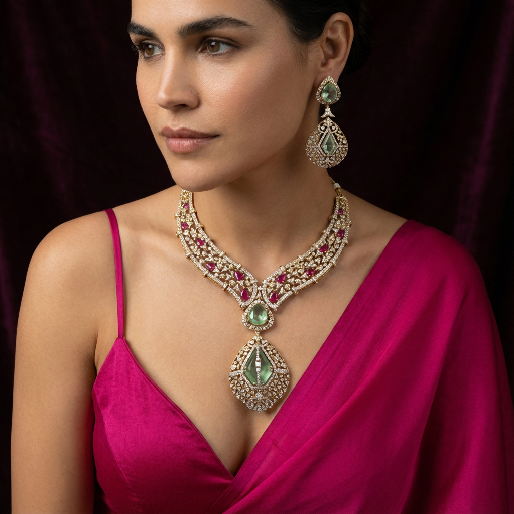 Noor-e-Gulbahar Mint Green Necklace Set