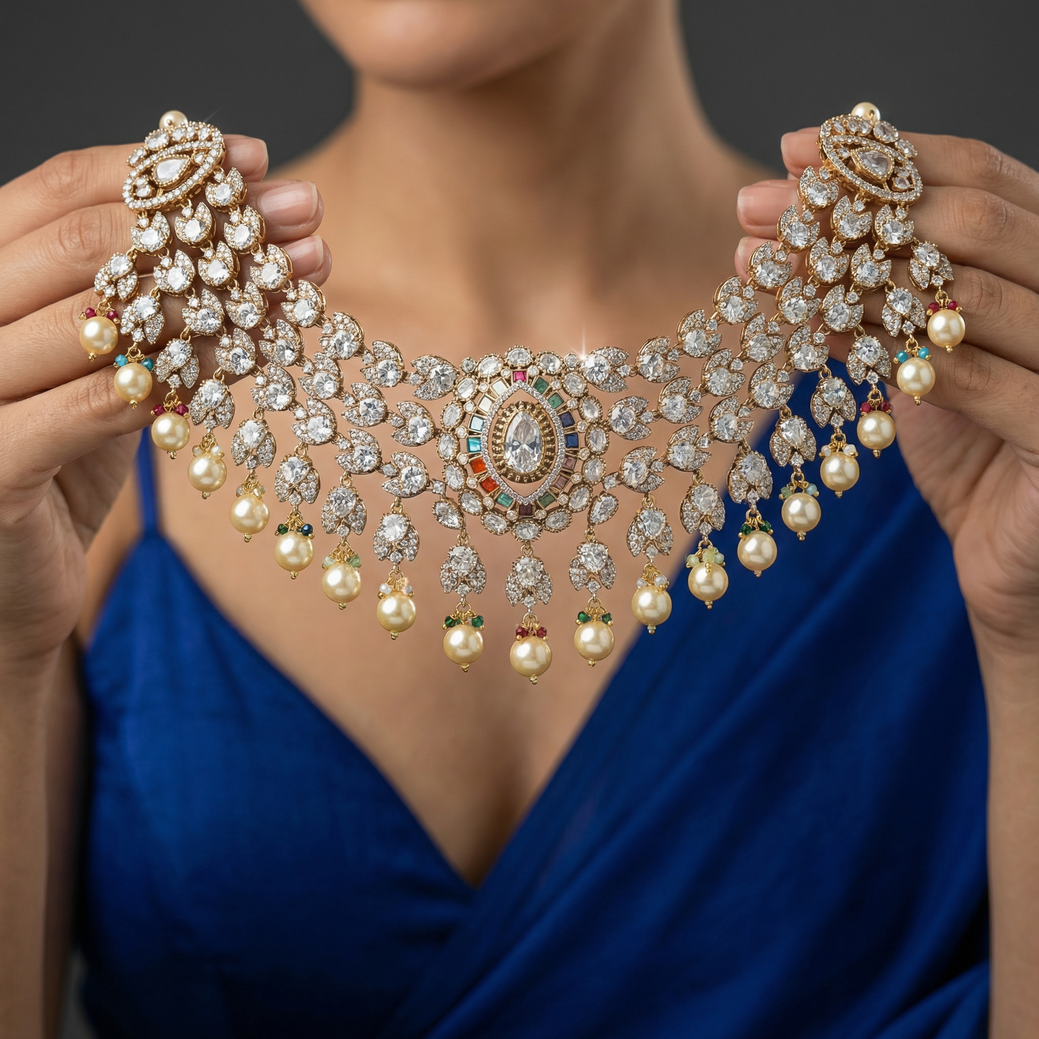 Zevar Pearl Collar Necklace Set