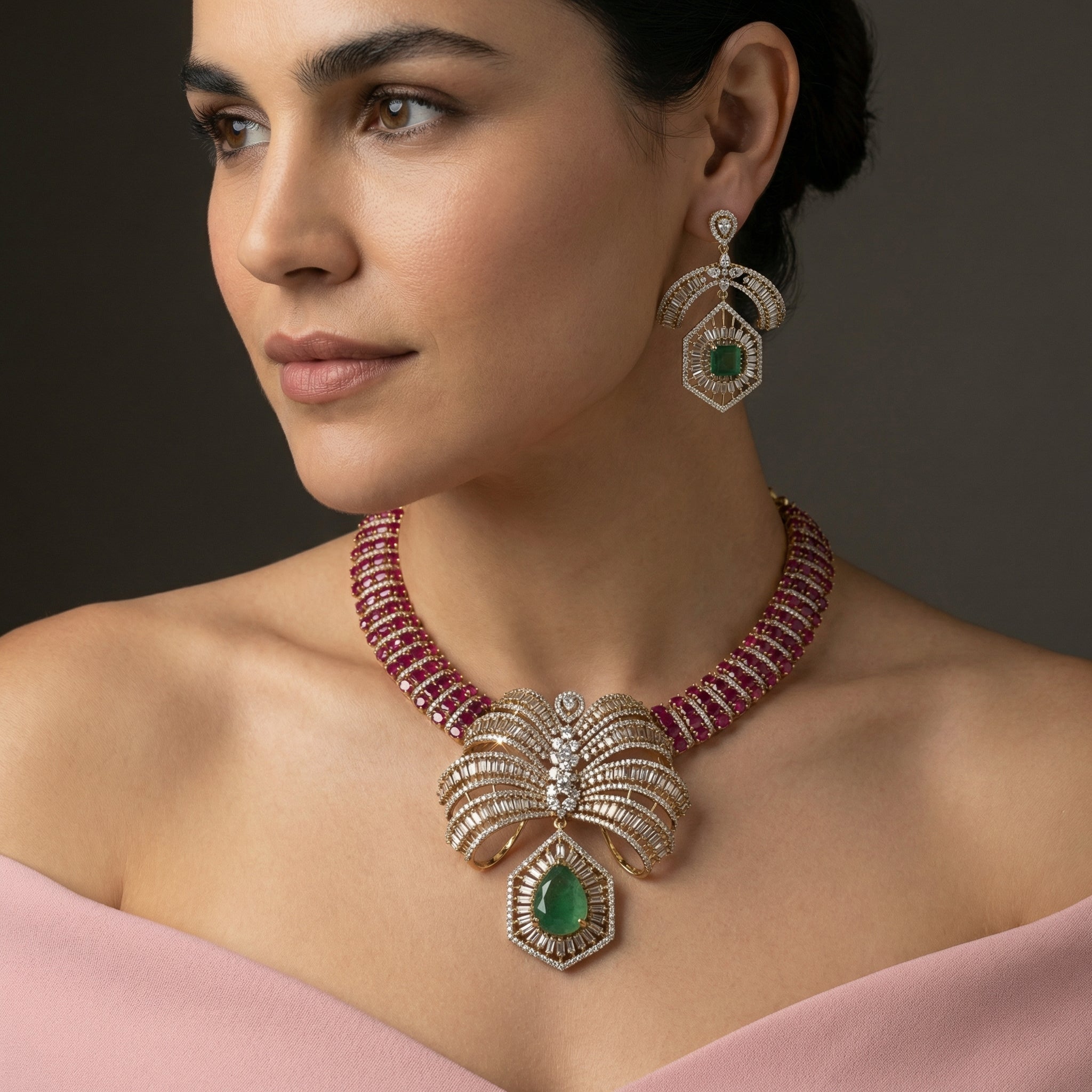 Emerald Empress Ruby Collar Set