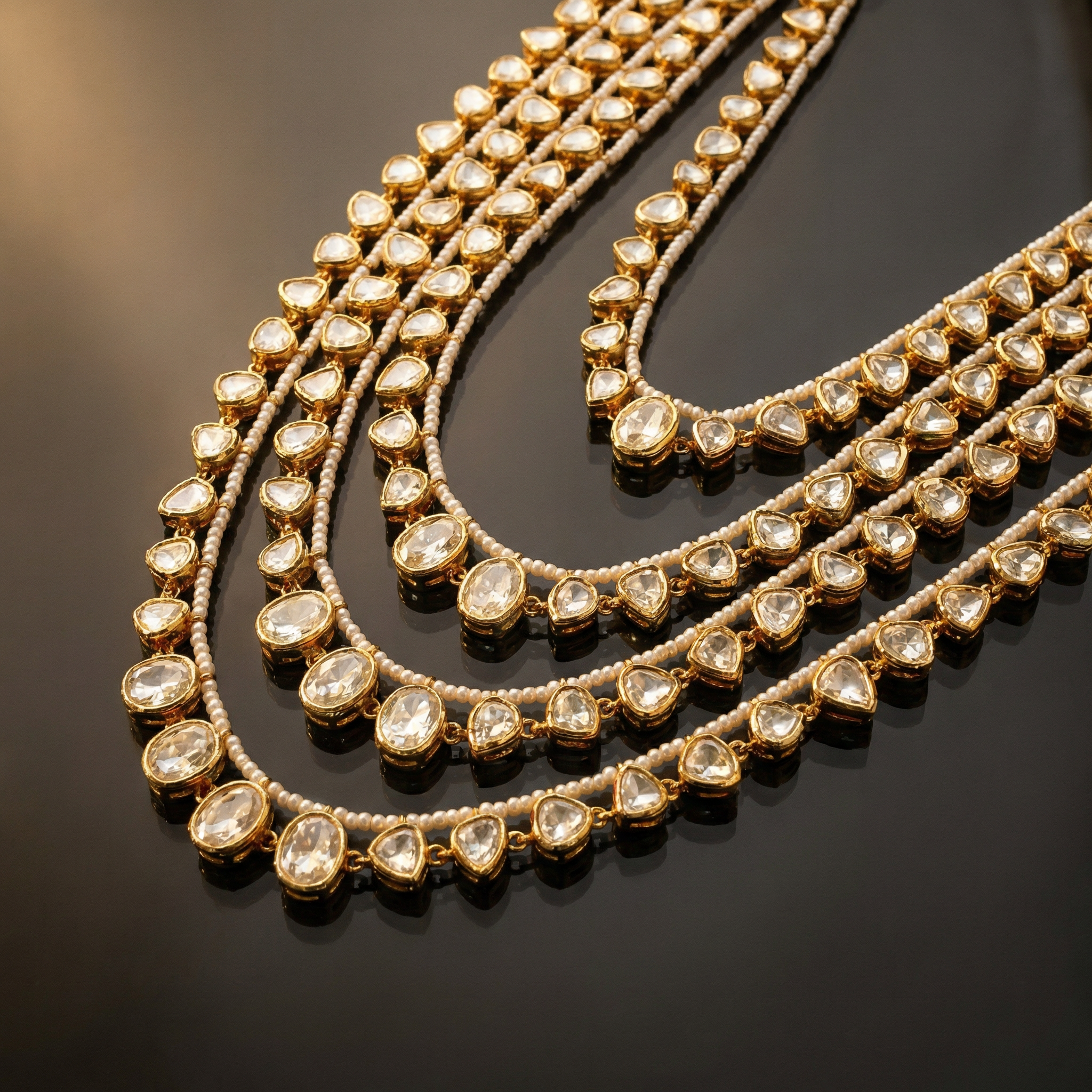 Modern Maharani Kundan Polki Four Layered Haar