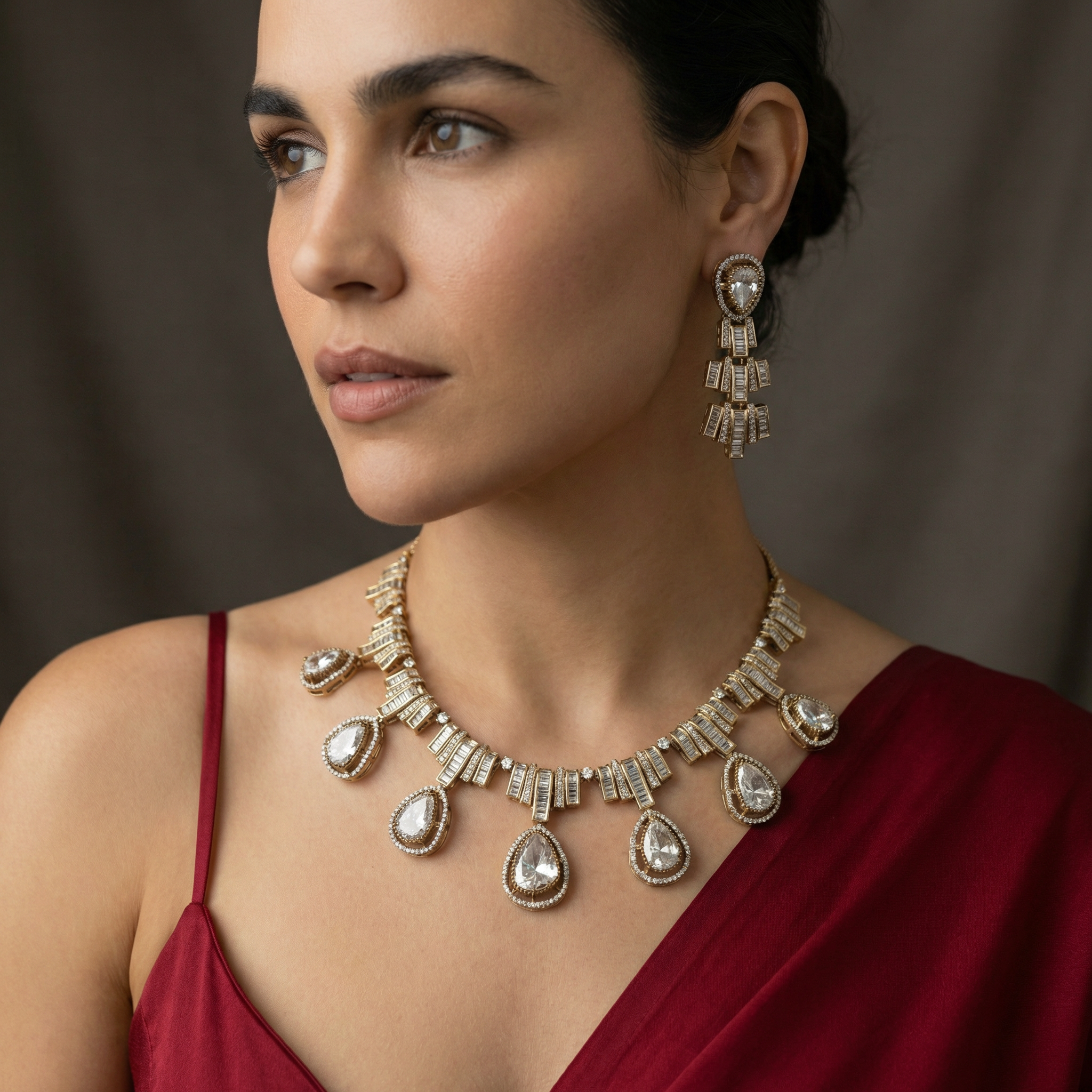 Virelle Baguette and Moissanite Set - White