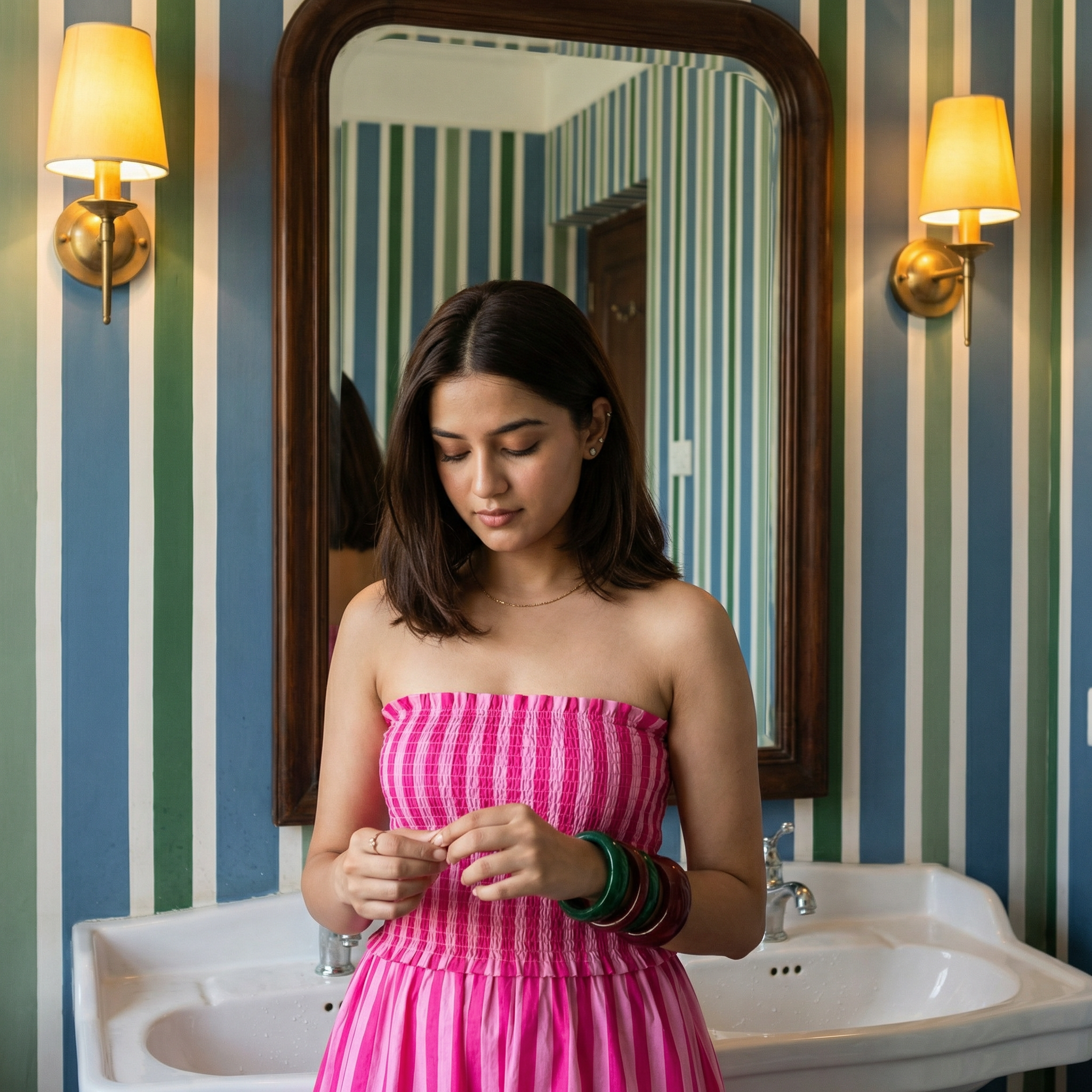 Rosé Riviera Strapless Summer Dress