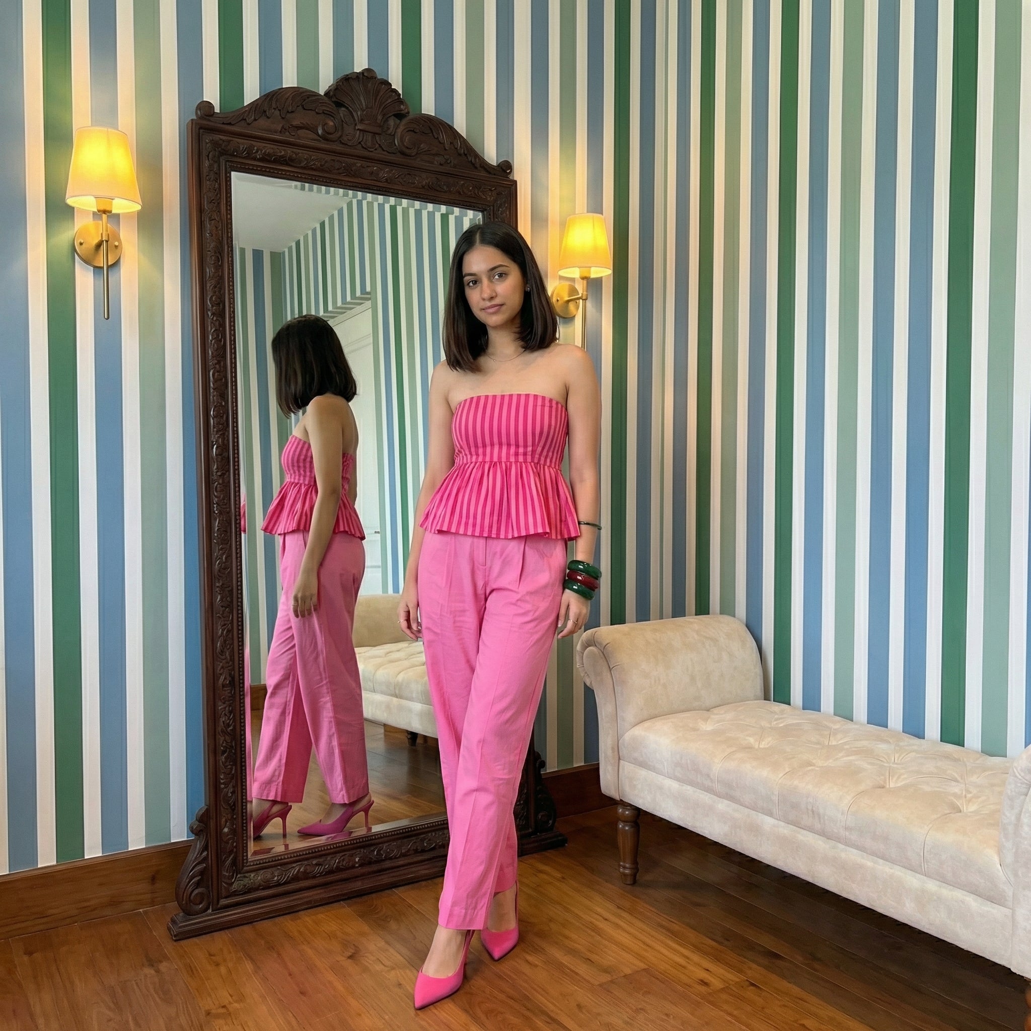 Blush Stripes Cotton Co-Ord Set