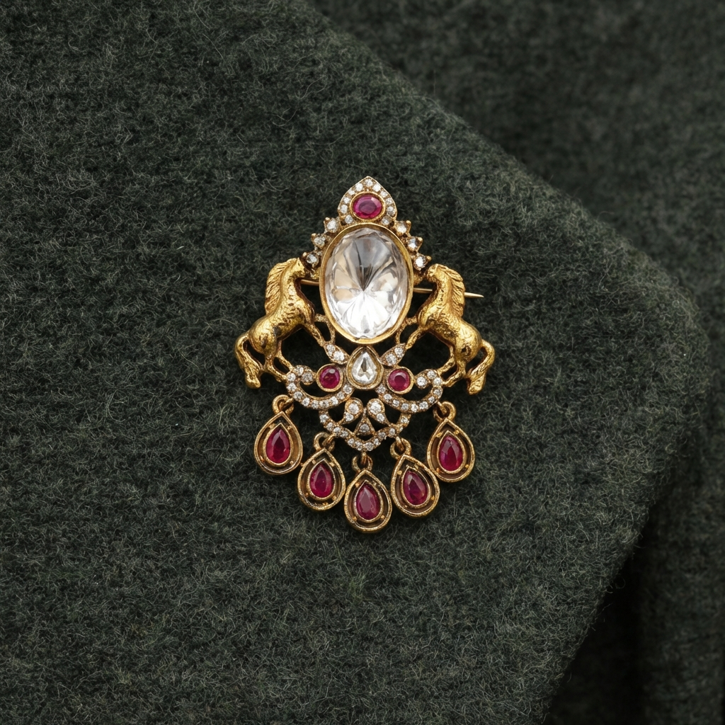 The Twin Steeds Brooch