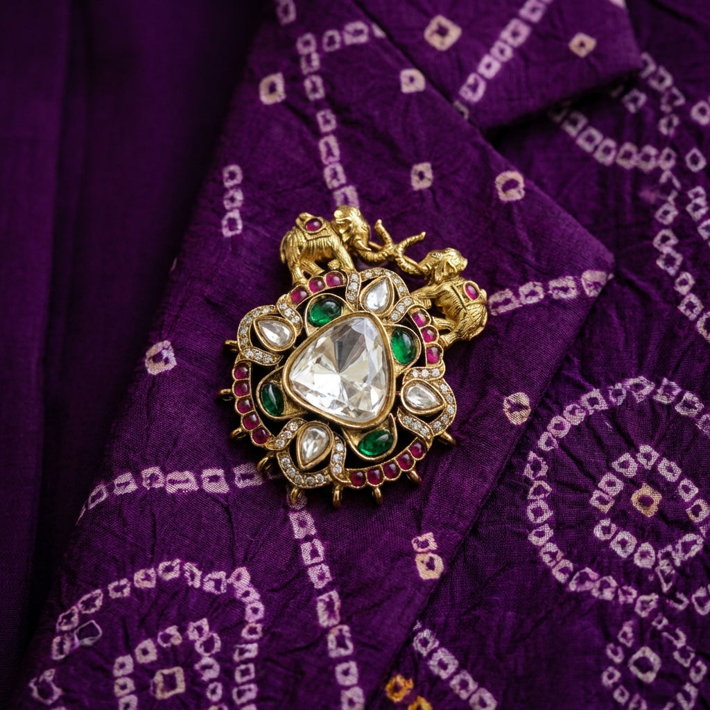 Ishani Elephant Brooch