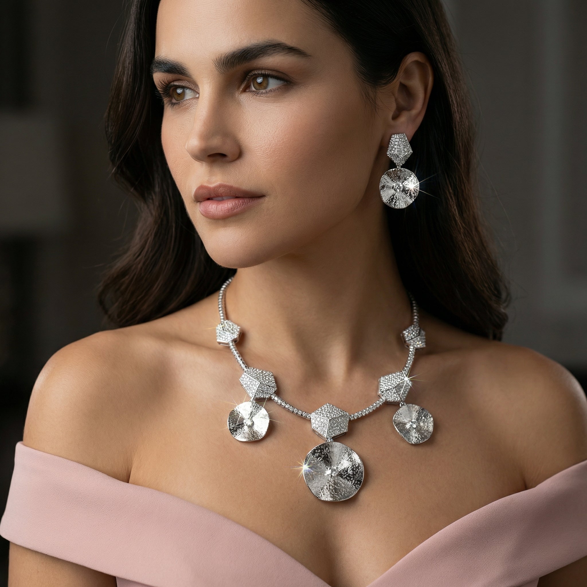 Stellar Orbit Geometric Necklace Set