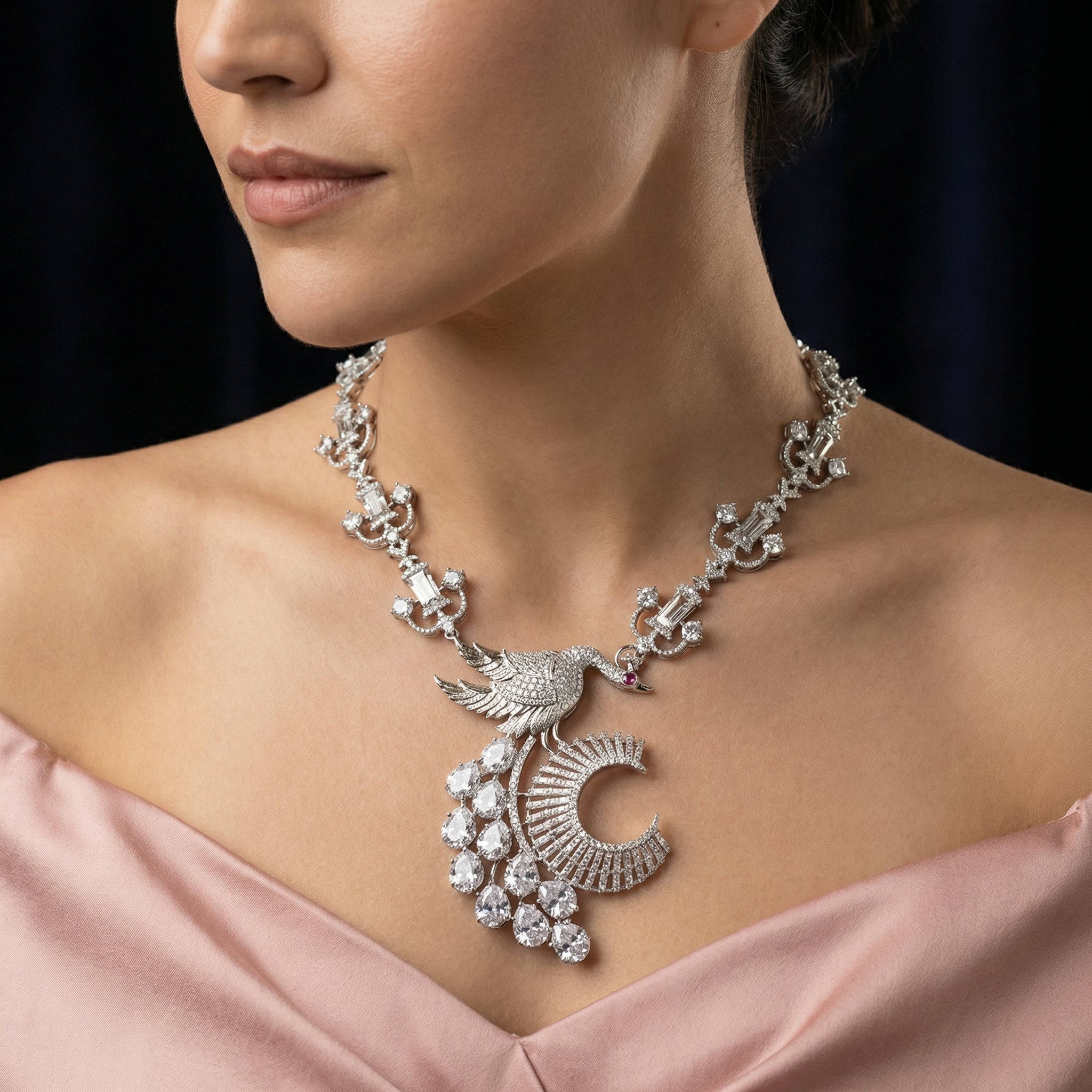 Crane Statement Necklace Set