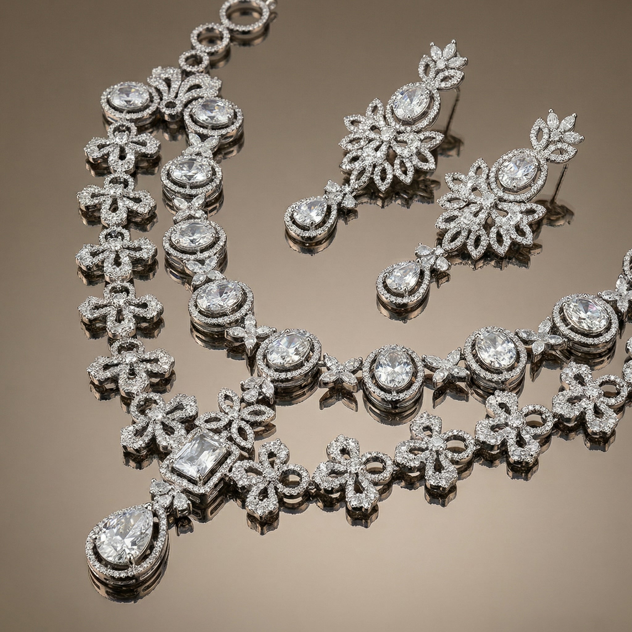 Fleur Double-Layer AD Necklace Set