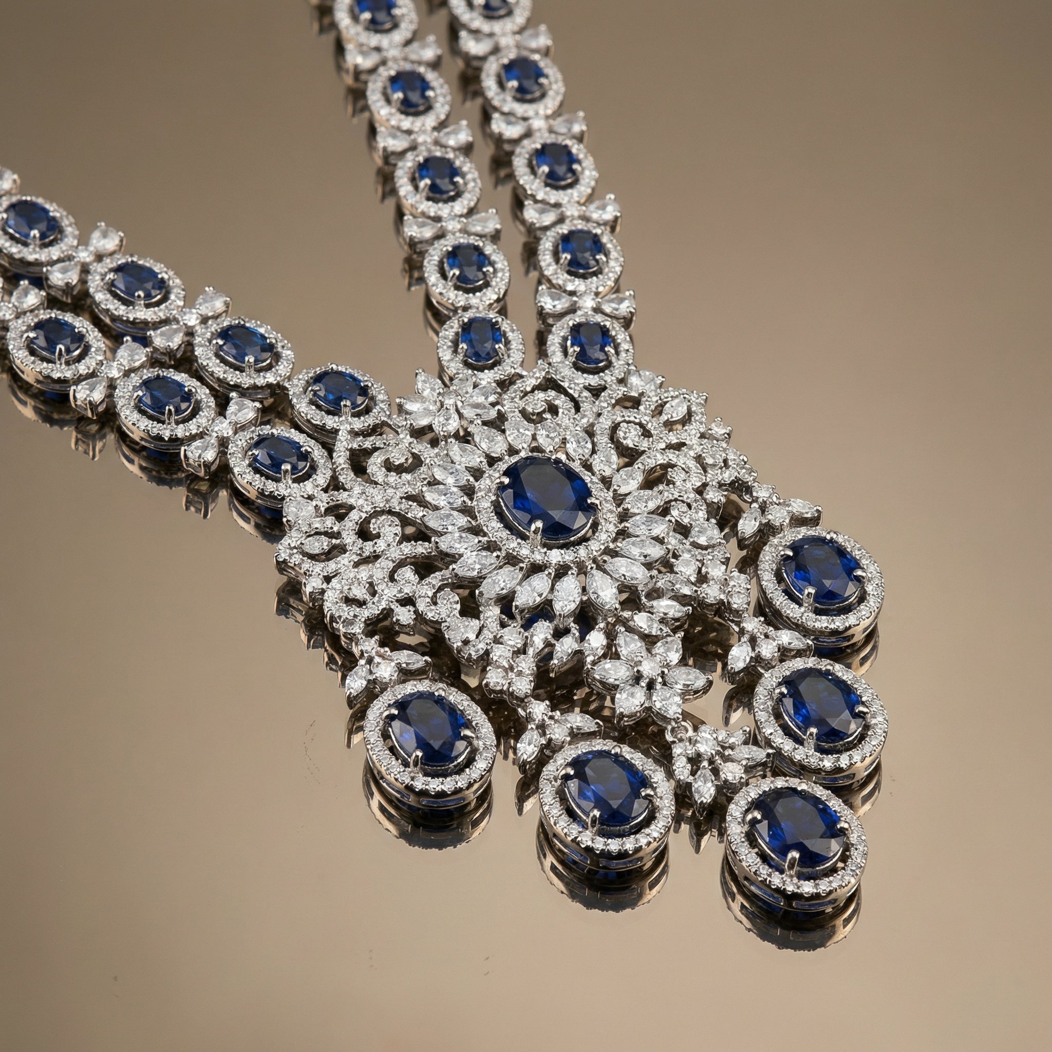 Royal Sapphire AD Necklace Set