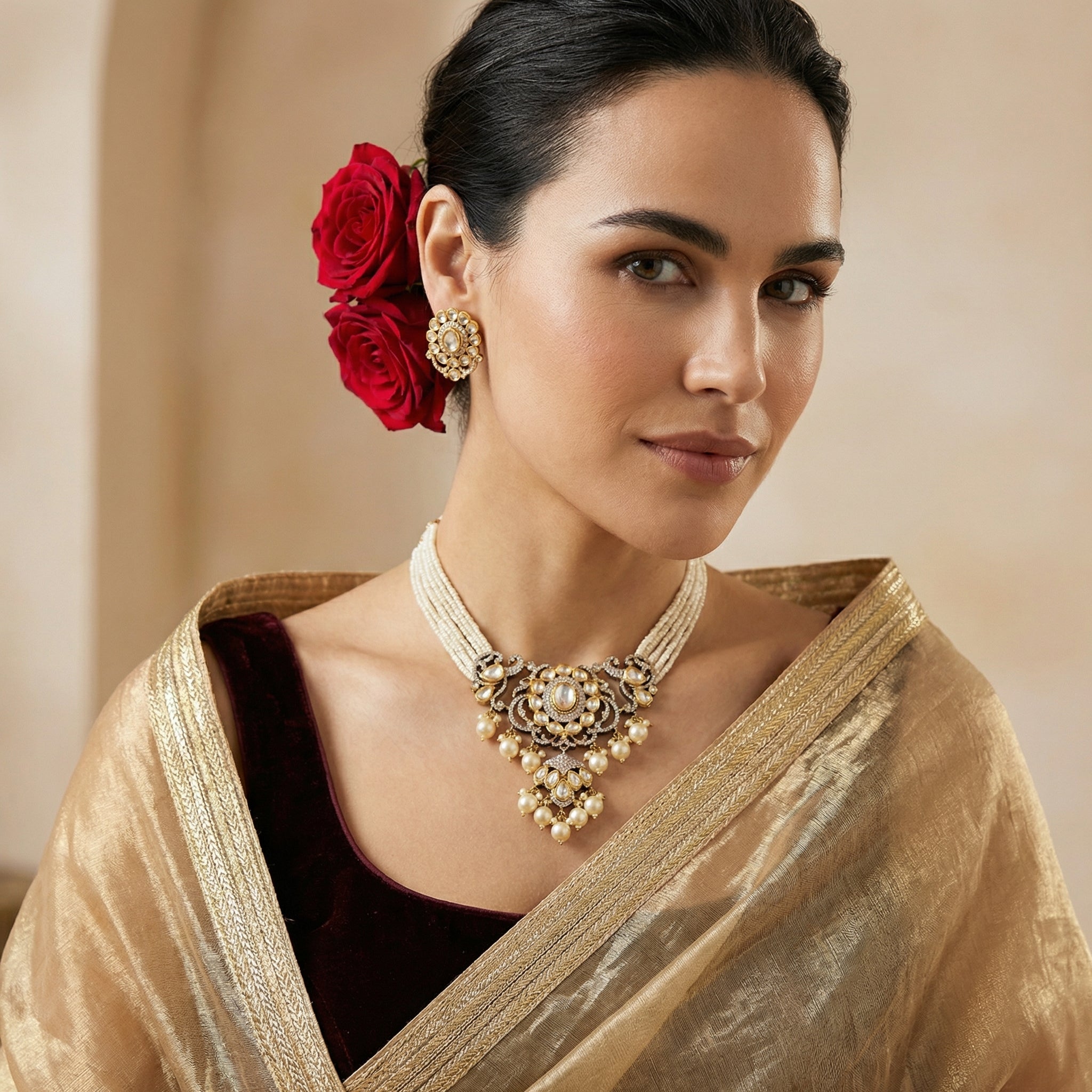 Rani Gulbahar Pearl Choker Set