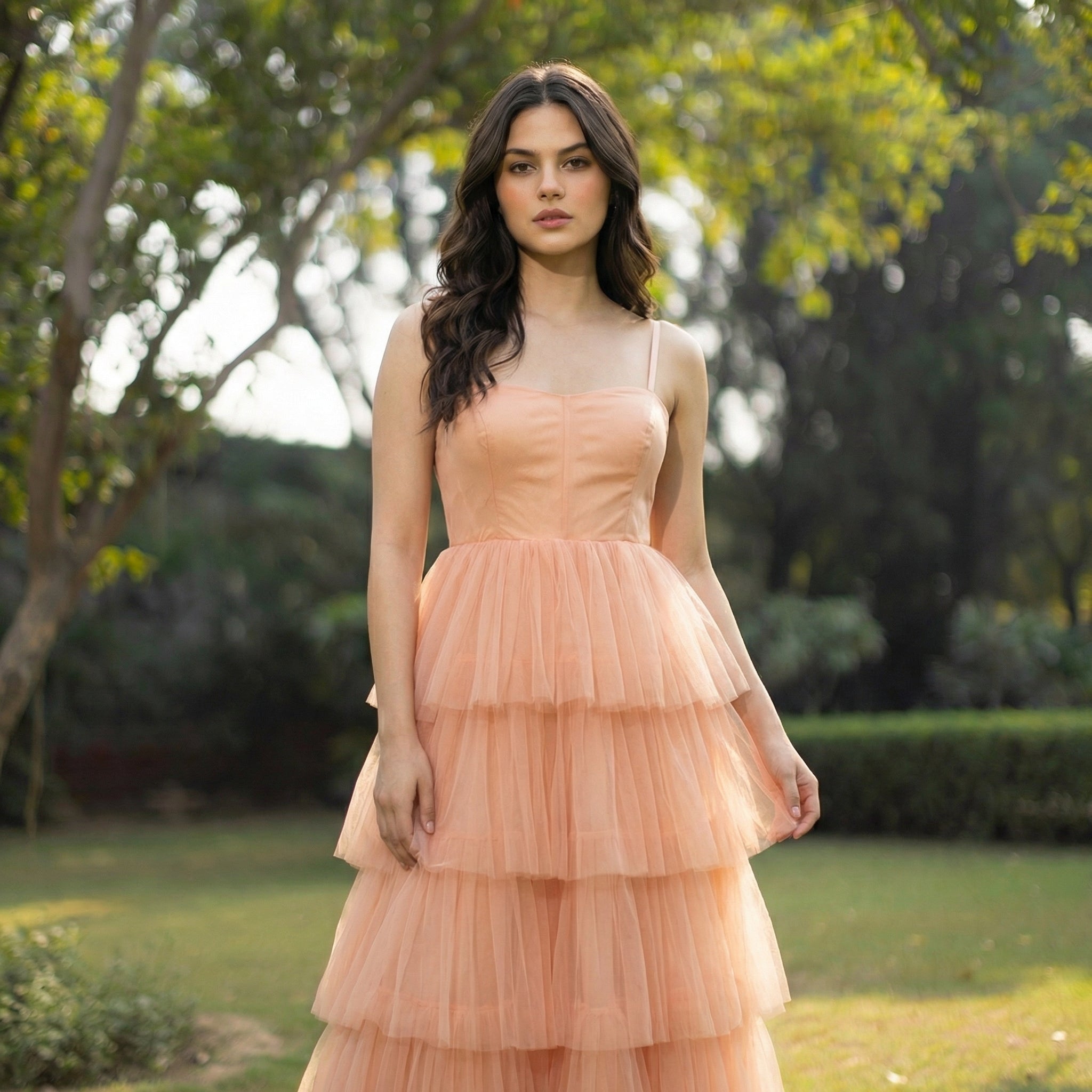 Alyssa Tiered Tulle Gown Dress | Ozel