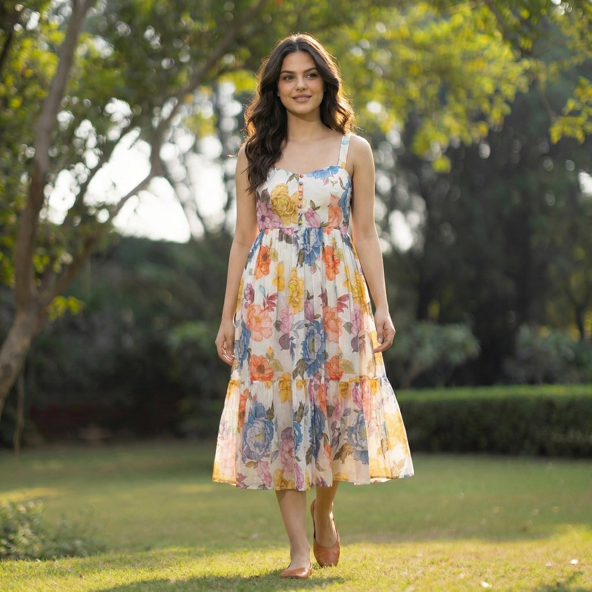 Watercolor sleeveless dress – full silhouette by Ozel