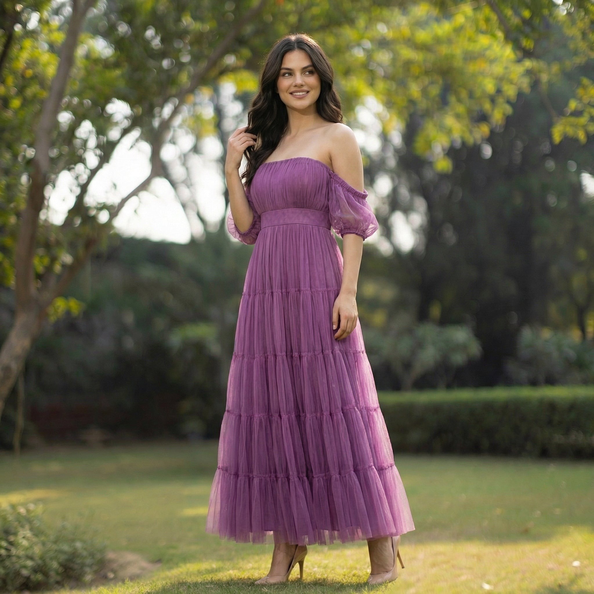 Tulle off shoulder layered dress (Sale)
