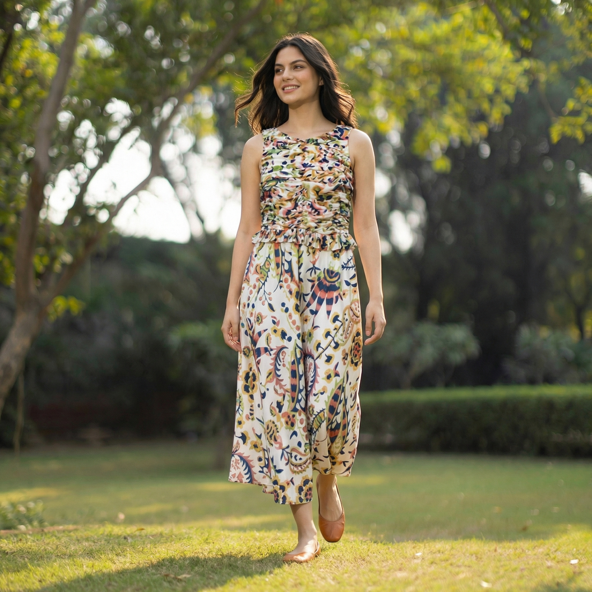 Gathered Printed Dress (Sale)